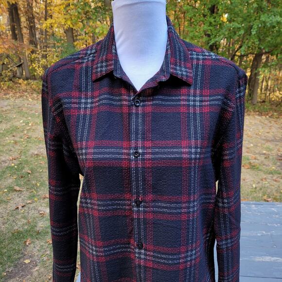 The Kooples Classic Red Plaid Long Sleeve Wool Blend Button Shacket size Small - Picture 3 of 15